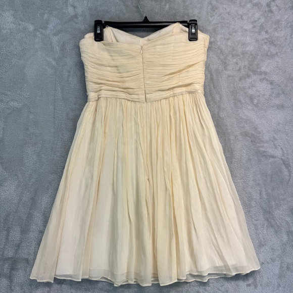J.Crew Vintage Y2K Silk Cranked Strapless Cream Rushed Cocktail Dress Size 8 - Picture 3 of 8